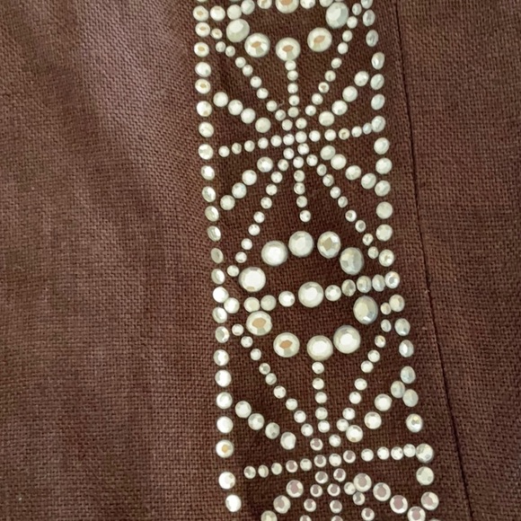 NWT TORY BURCH linen and crystal top STUNNING 10 design front and back shirt NEW - Picture 7 of 9